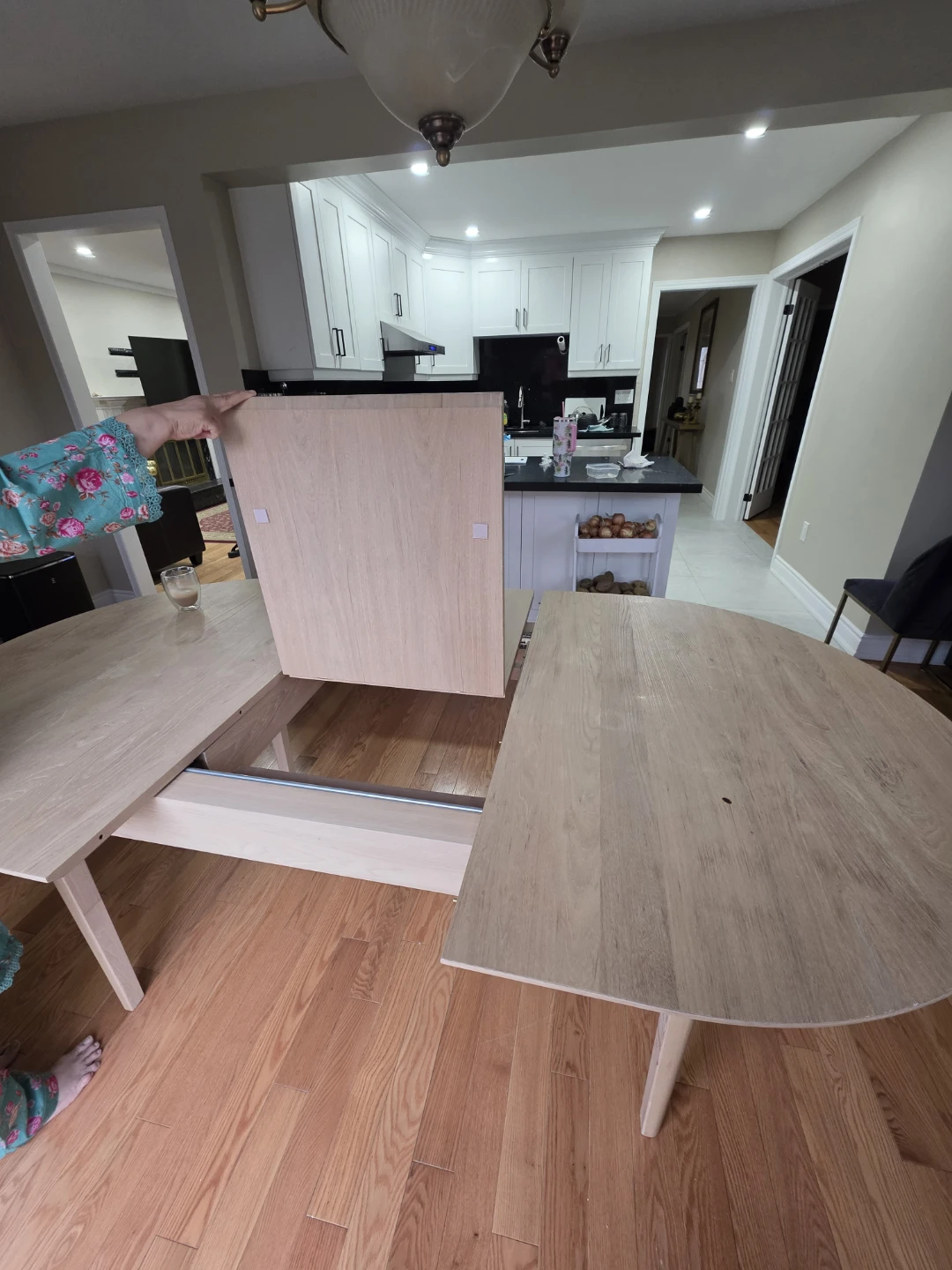 Extendable Oval Dining Table - Light Wood - photo 3