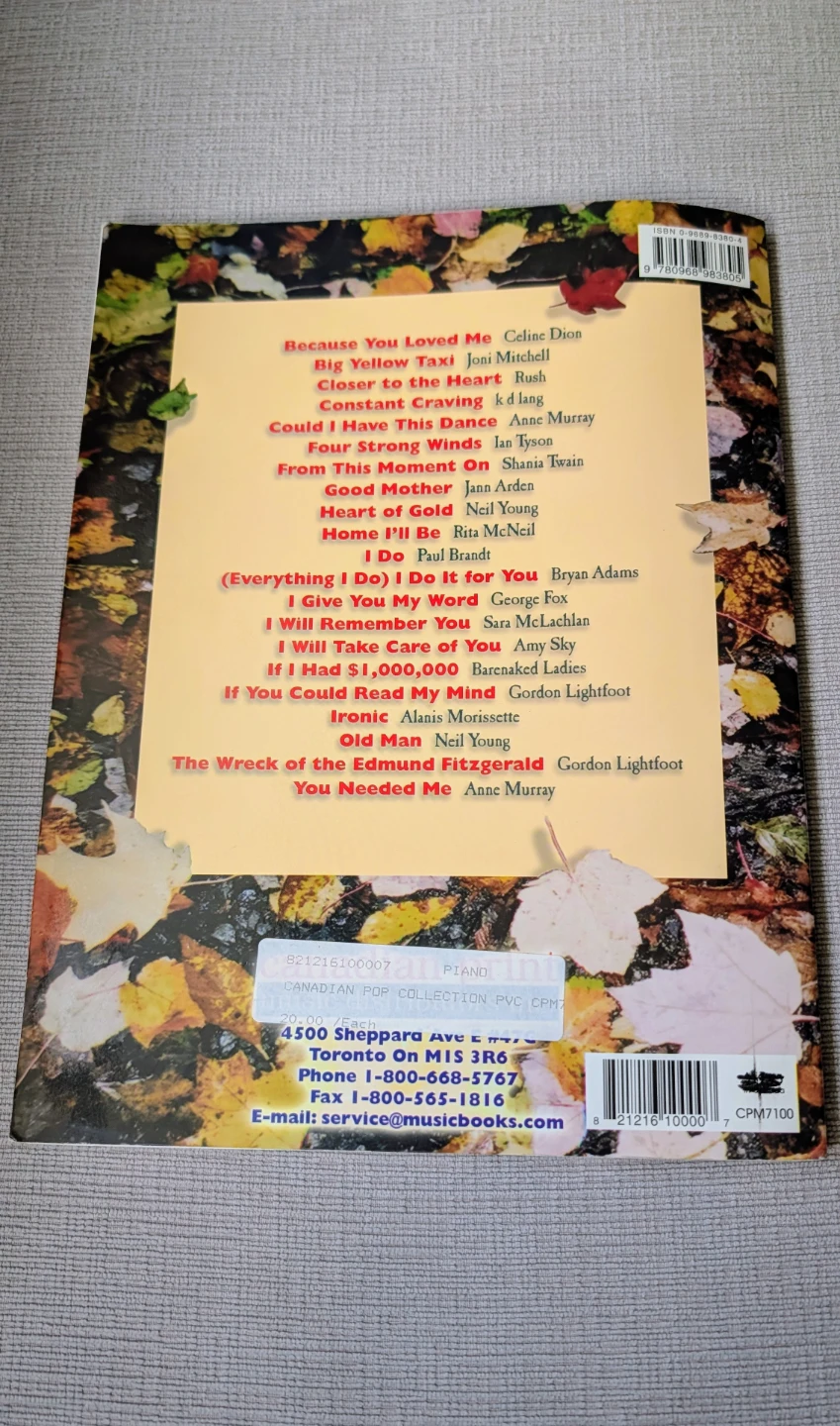 Canadian Pop Collection Piano/Vocal/Chords Songbook - photo 2