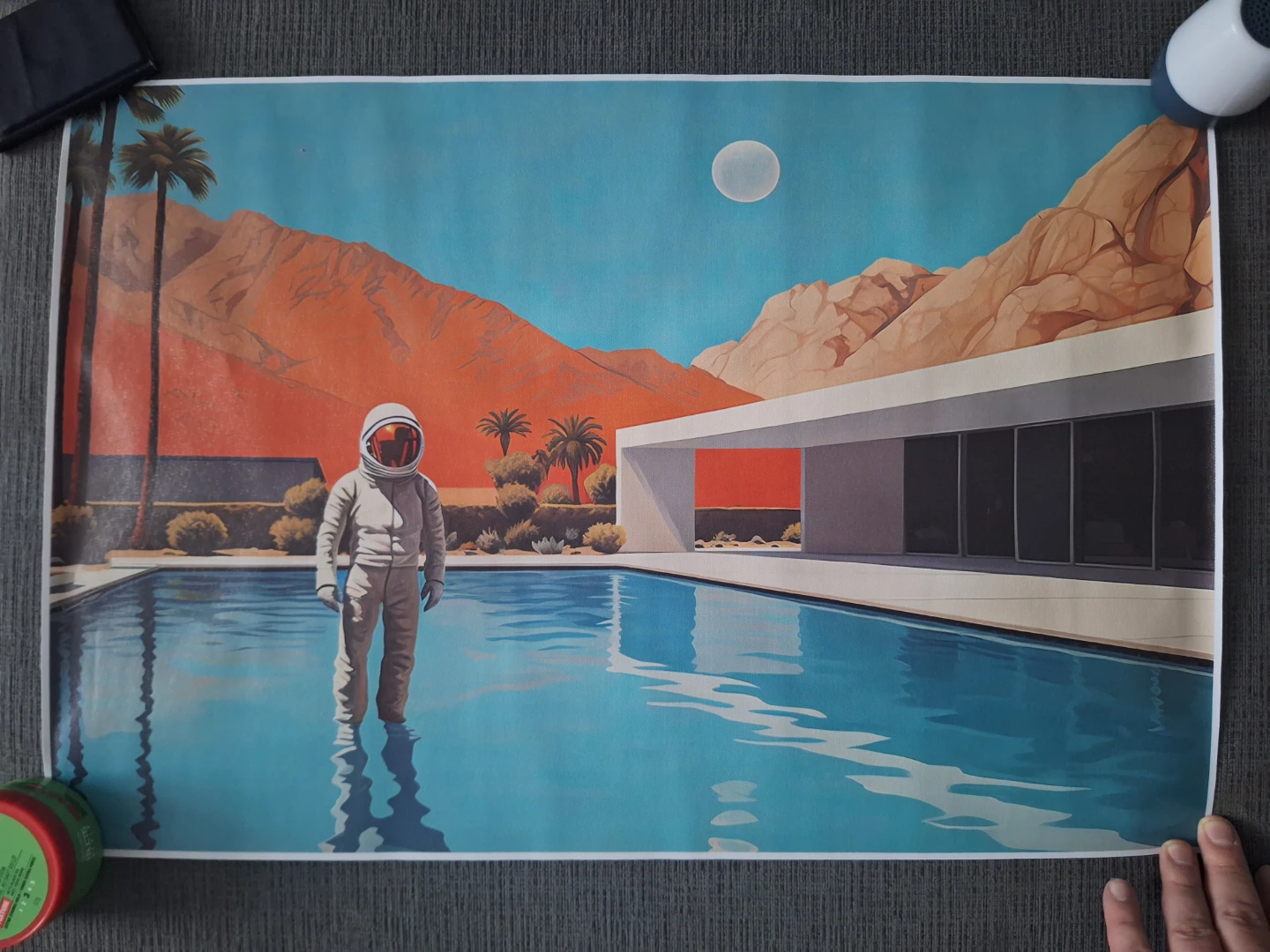JAPAN ORANGE ASTRONAUT VINYL POSTER 24X16 INCHES