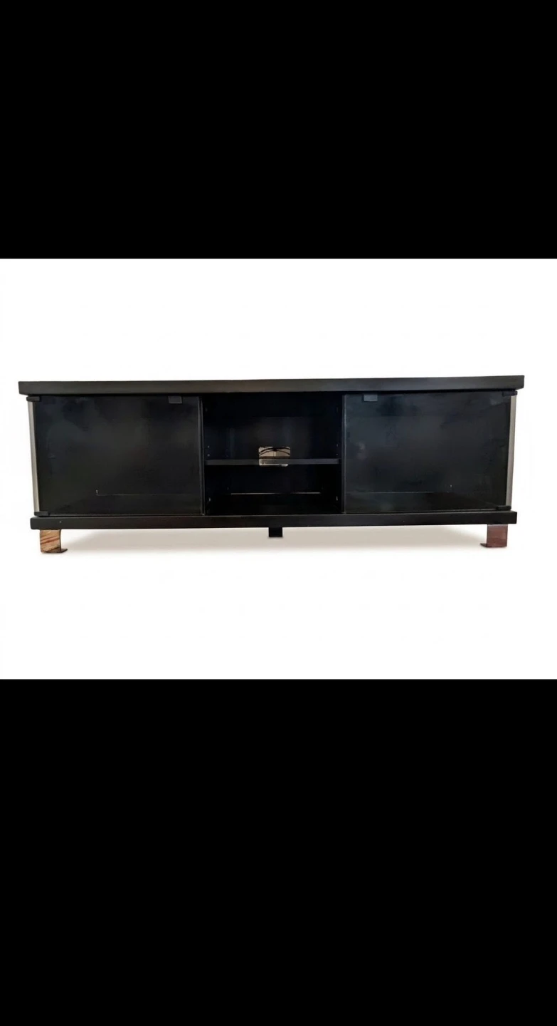 Black Entertainment Unit / TV Stand with Sliding Doors - photo 2