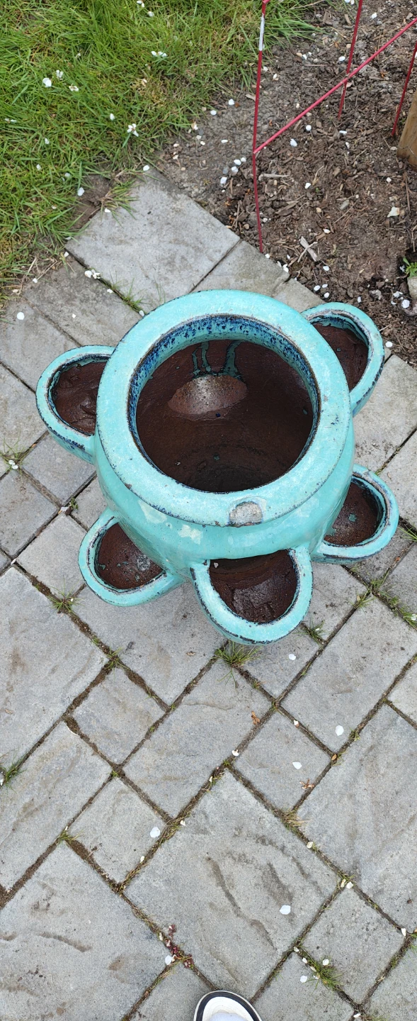 2 Teal Ceramic Strawberry Planters - photo 2