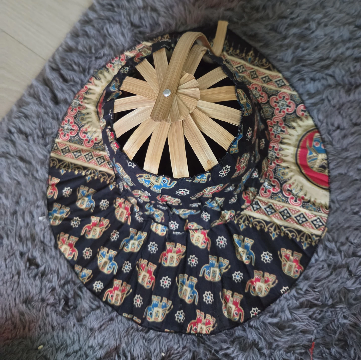 Batik Elephant Print Sun Hat with Bamboo Top - photo 3