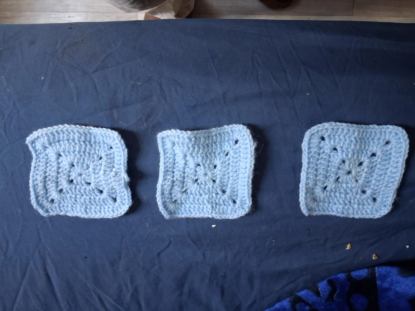 Light Blue Crochet Squares (3 count)
