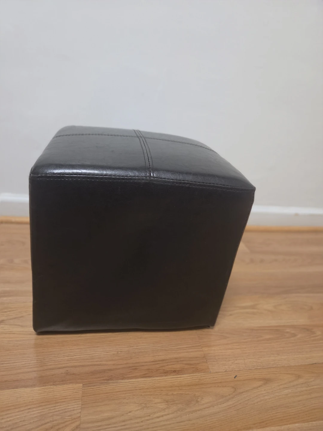 Black Faux Leather Storage Ottoman Footrest