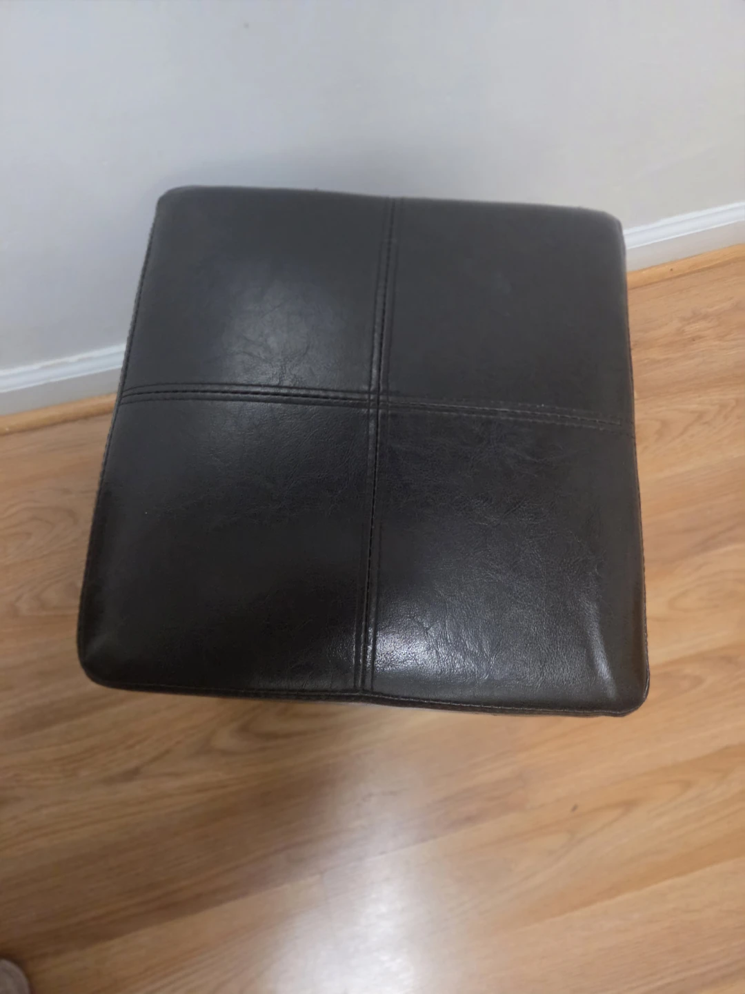 Black Faux Leather Storage Ottoman Footrest - photo 2