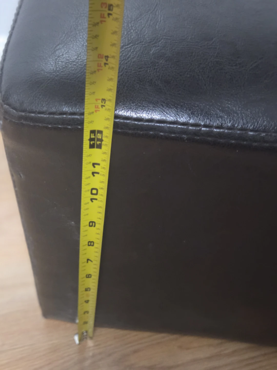 Black Faux Leather Storage Ottoman Footrest - photo 5