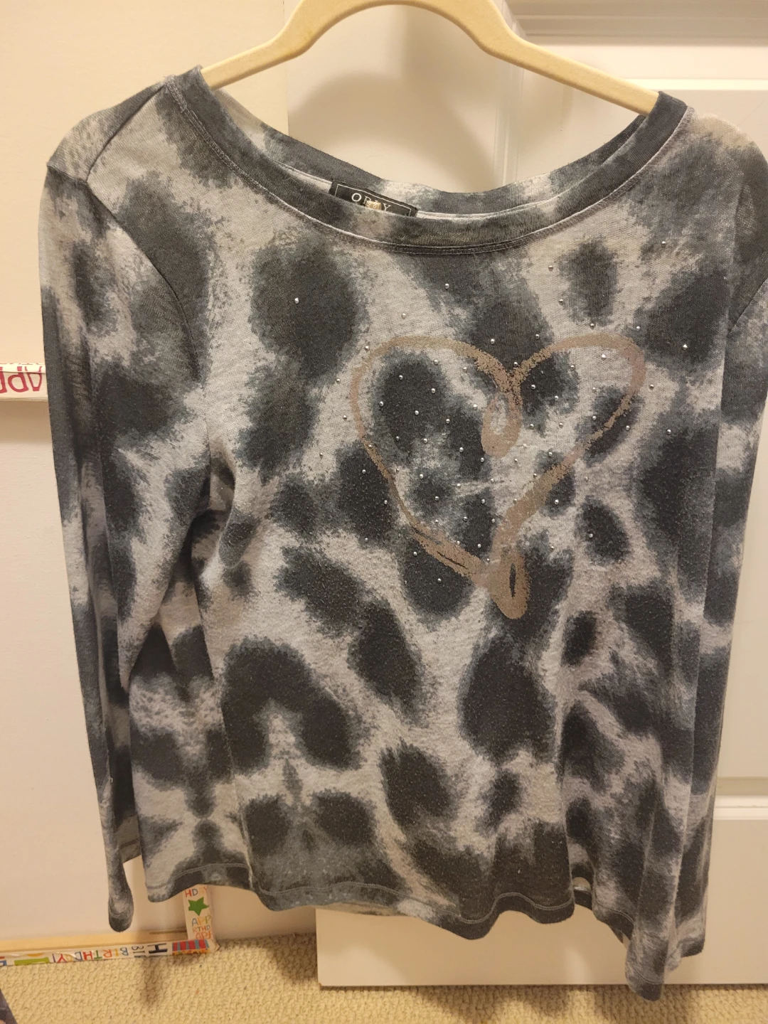 Obey Long Sleeve T-Shirt - Grey/Black Animal Print Heart - photo 2