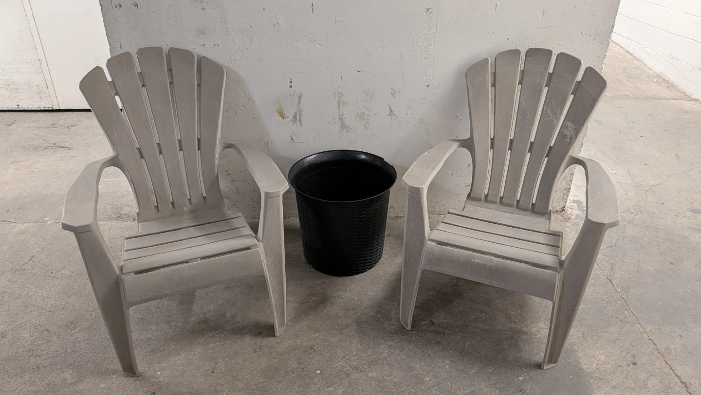 Set of 2 Grey Plastic Adirondack Chairs
