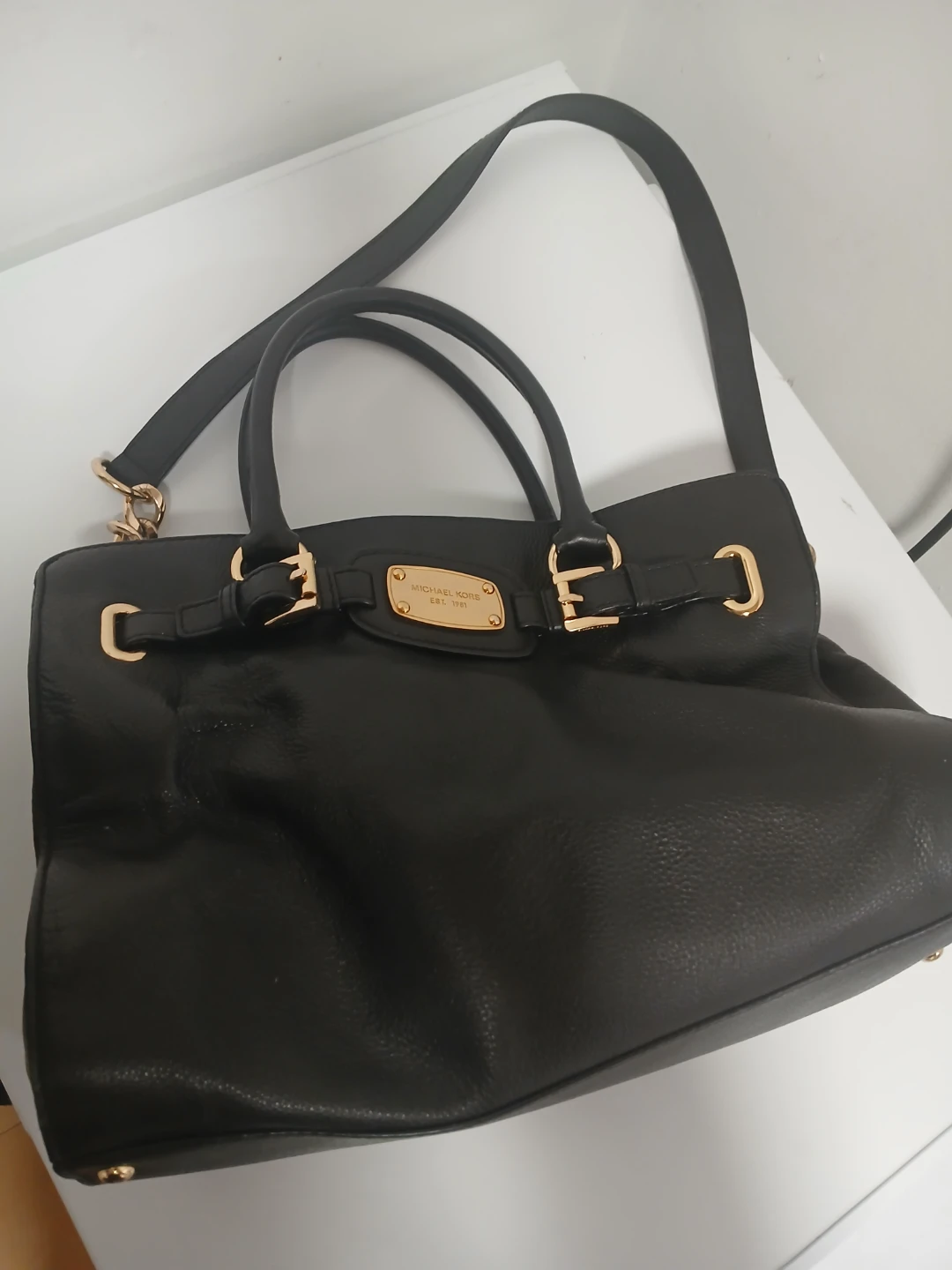 Michael Kors Black Leather Tote Handbag