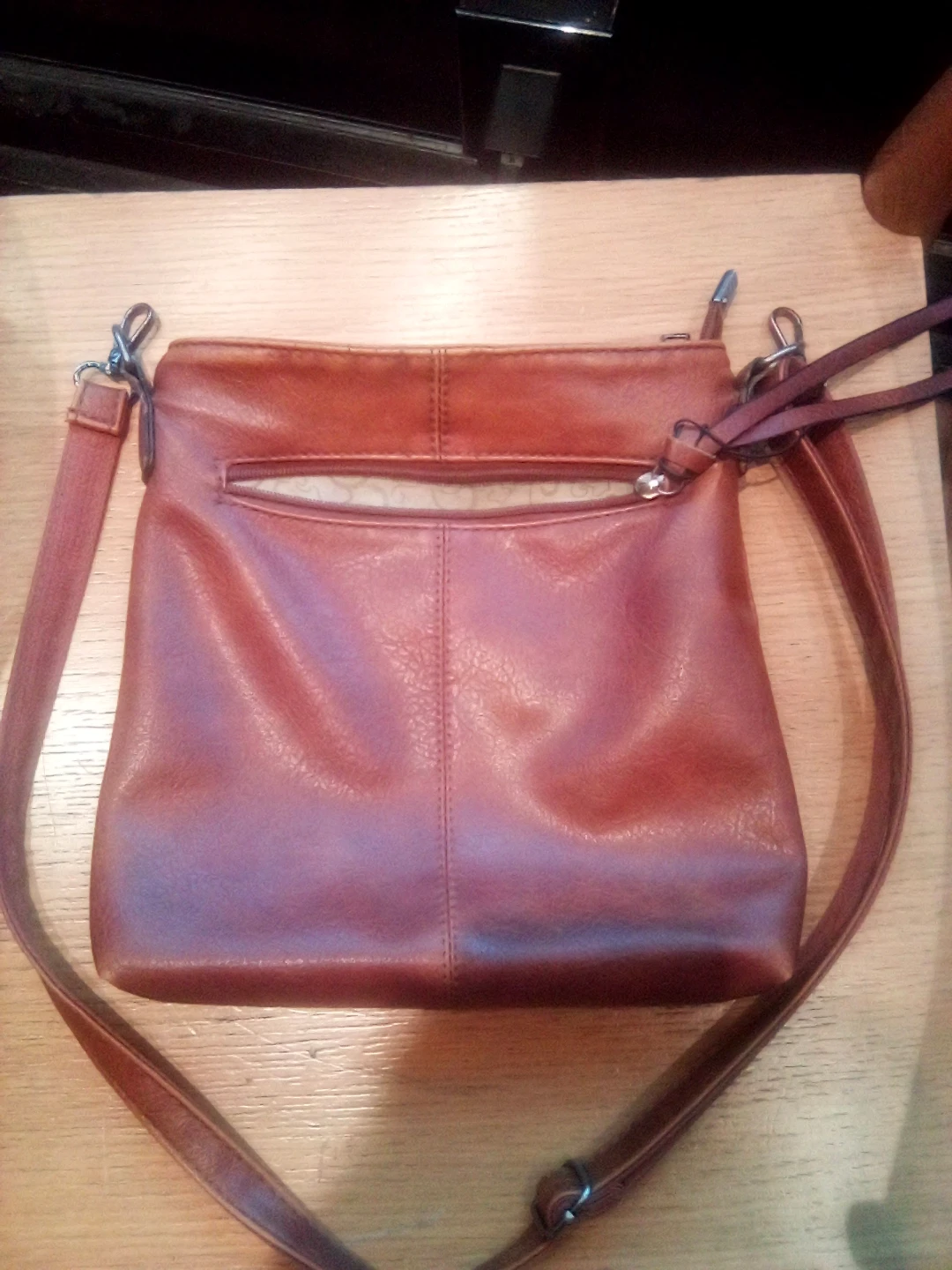 Brown Faux Leather Crossbody Bag