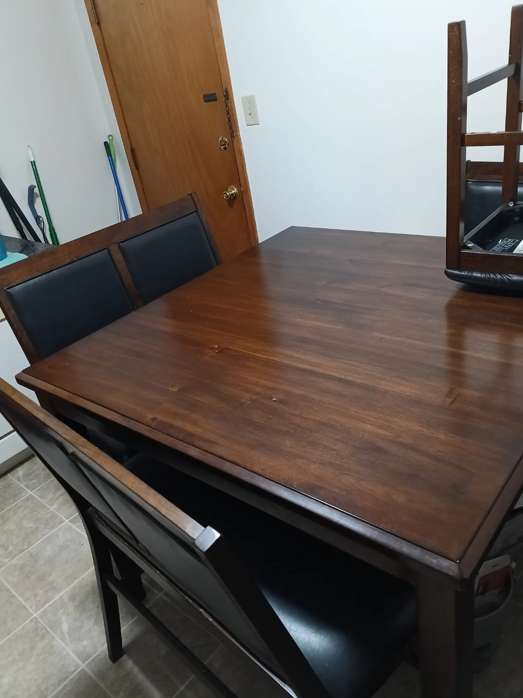 Wooden Dining Table with 4 Black Upholstered Chairs - photo 2