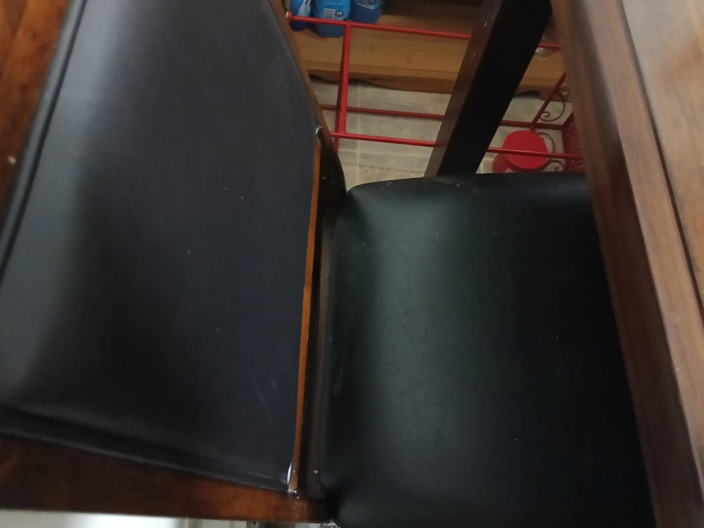 Wooden Dining Table with 4 Black Upholstered Chairs - photo 5