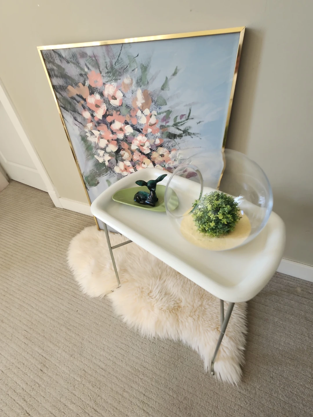 White Tray Table with Metal Legs, great as a plant stand - photo 4
