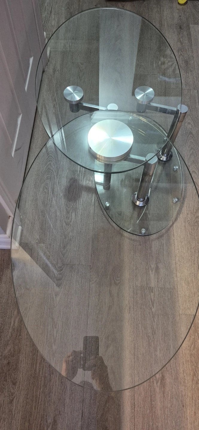 Glass Coffee Table with Metal Frame - photo 2