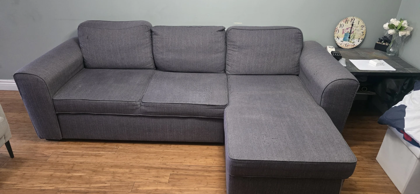 Grey Sectional Sofa with Pull-Out Bed - photo 5