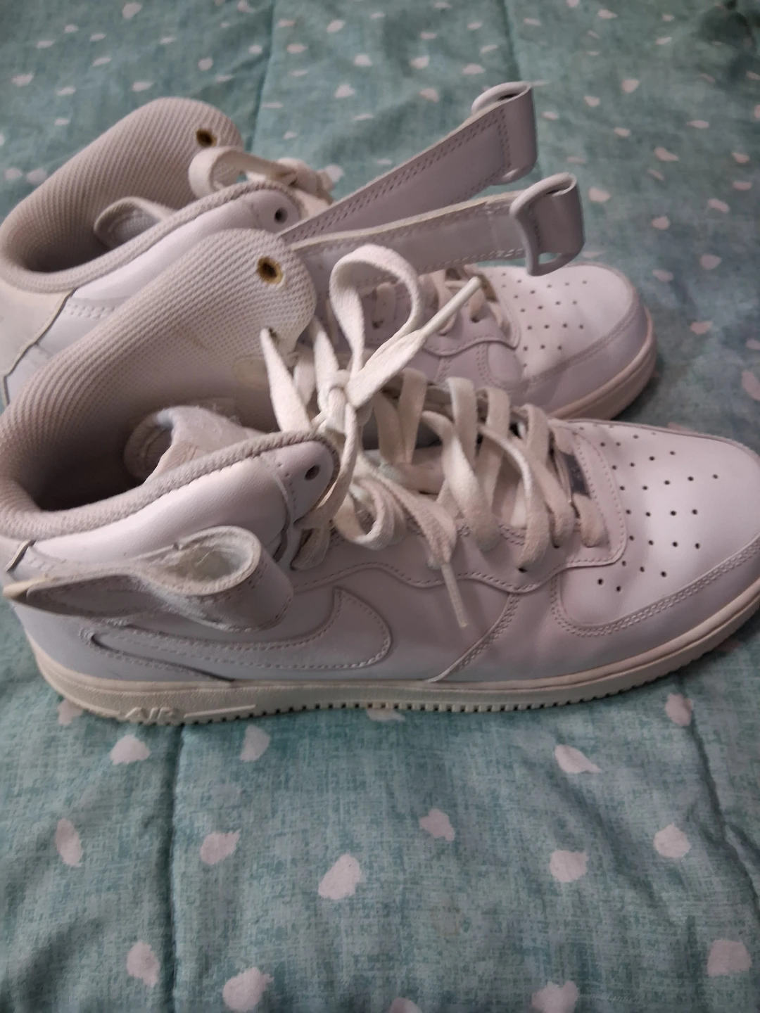Nike Air Force 1 Mid White Leather High Top Sneakers - photo 2