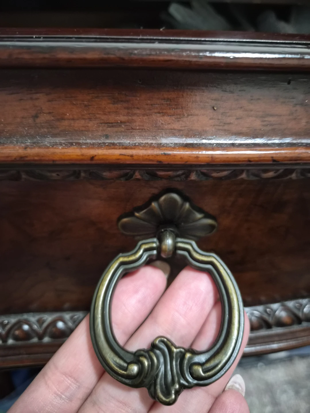 Dark Wood Console Table with 3 Drawers - photo 3