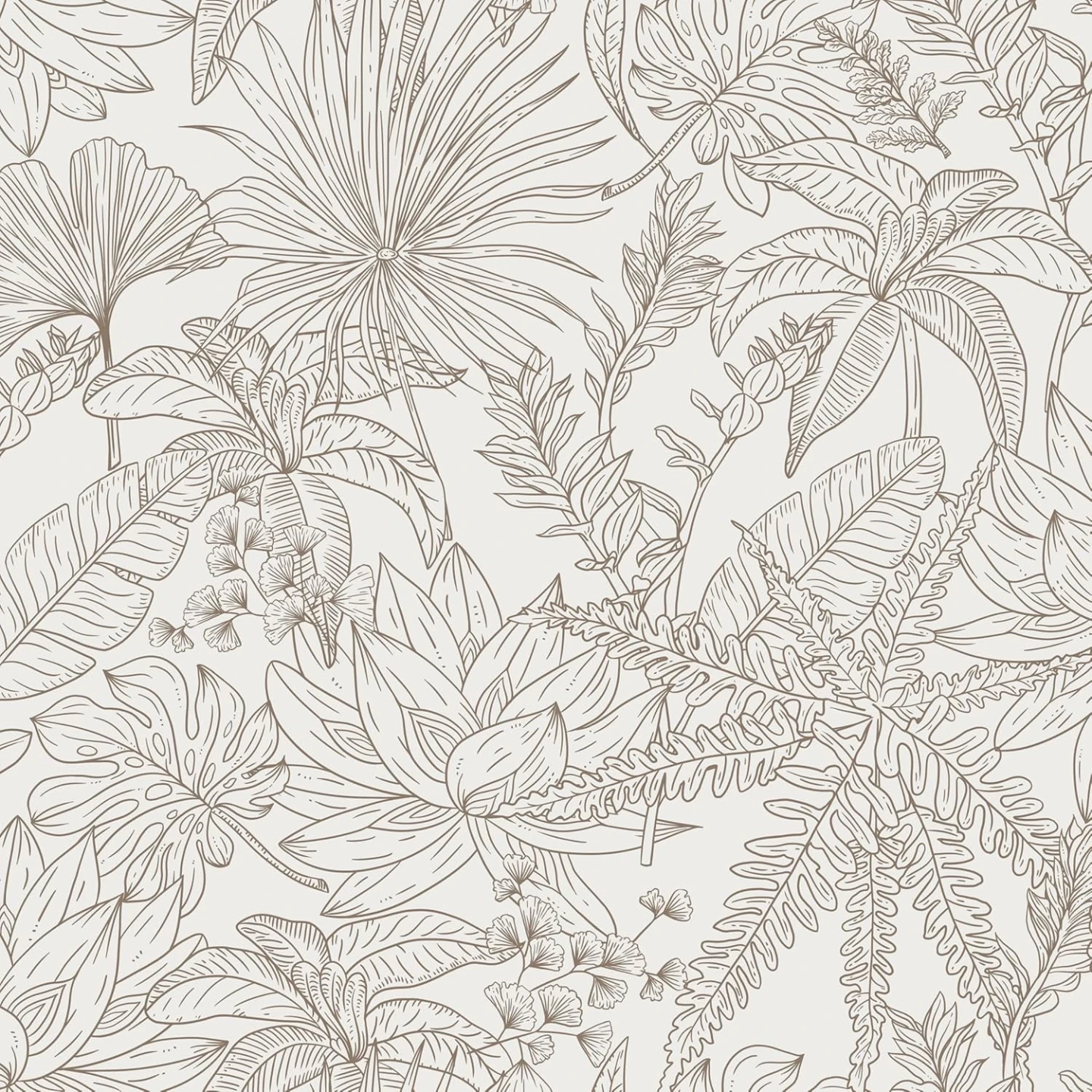 Guvana Peel and Stick Wallpaper Floral Leaf Brown 17.3"x78.7"