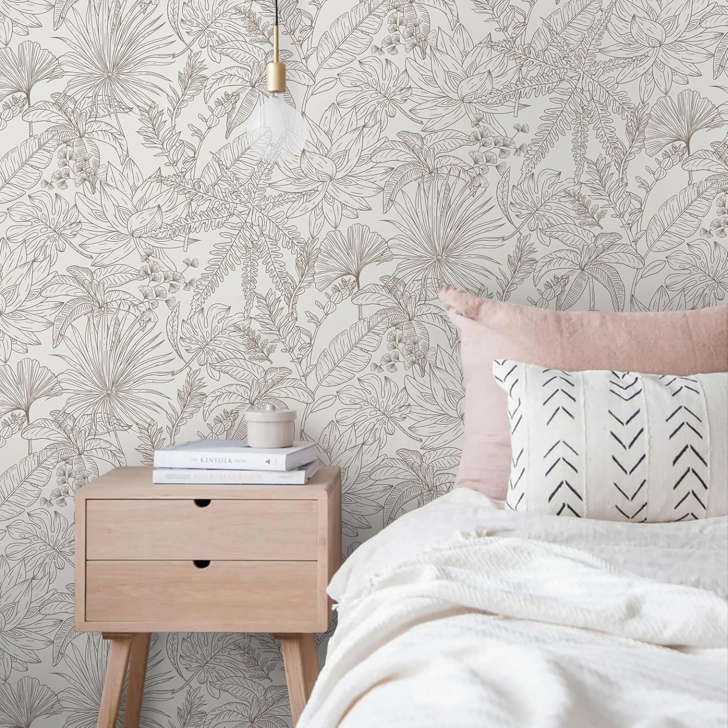 Guvana Peel and Stick Wallpaper Floral Leaf Brown 17.3"x78.7" - photo 4