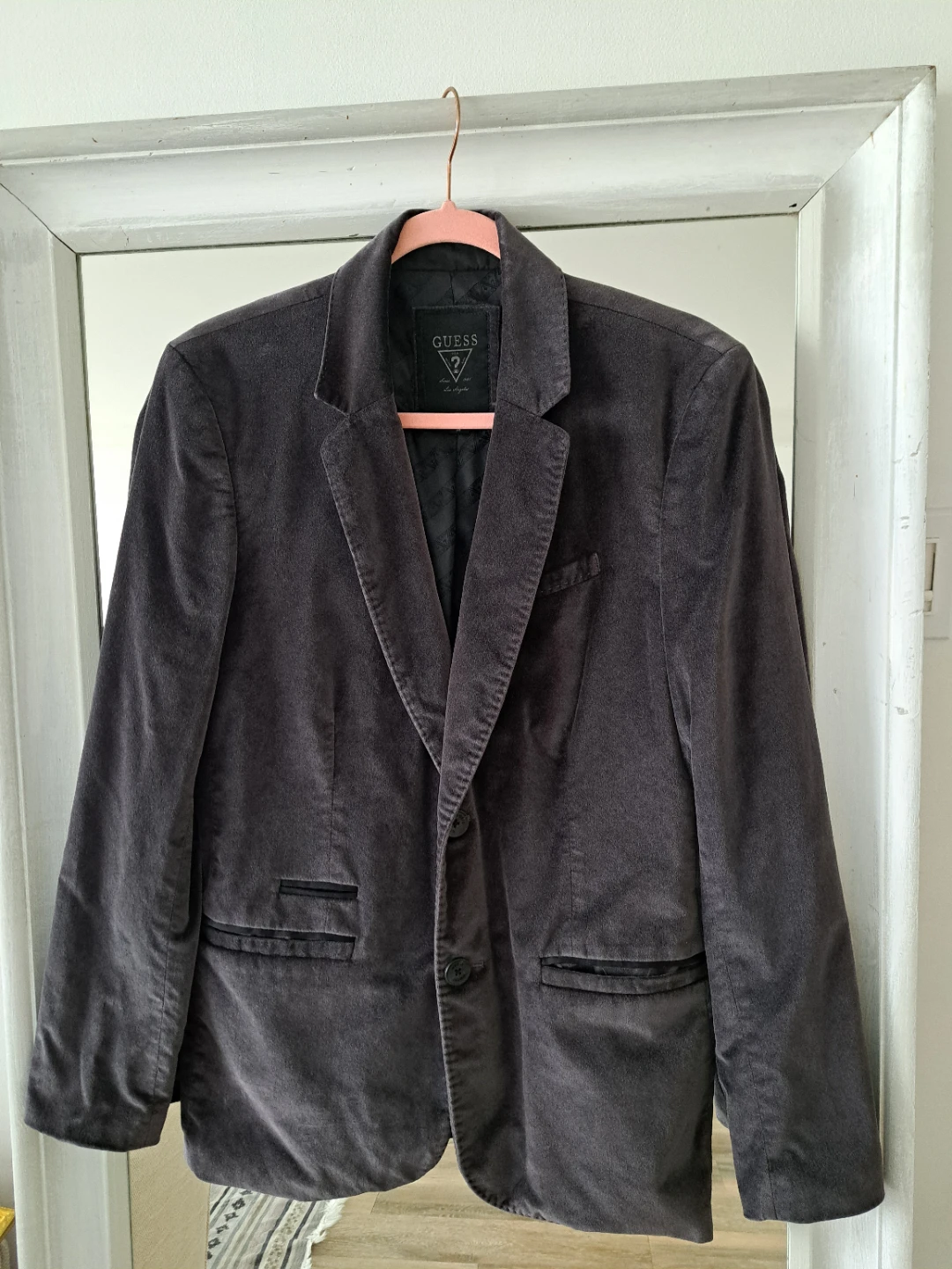 GUESS Men's Grey Velvet Blazer Jacket M