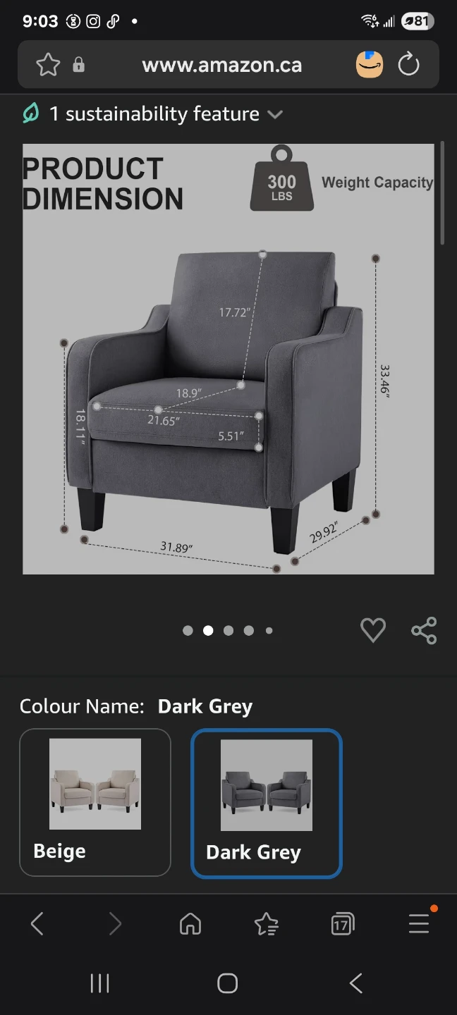 Zedachica Modern Accent Armchair - Dark Grey - photo 3