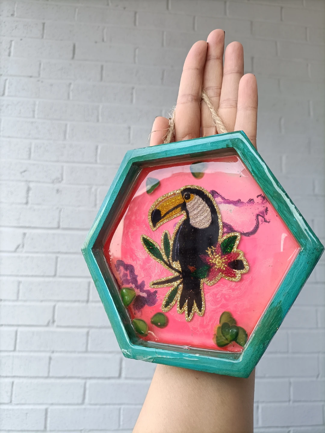 Handmade Toucan Hexagon Wall Art - photo 2