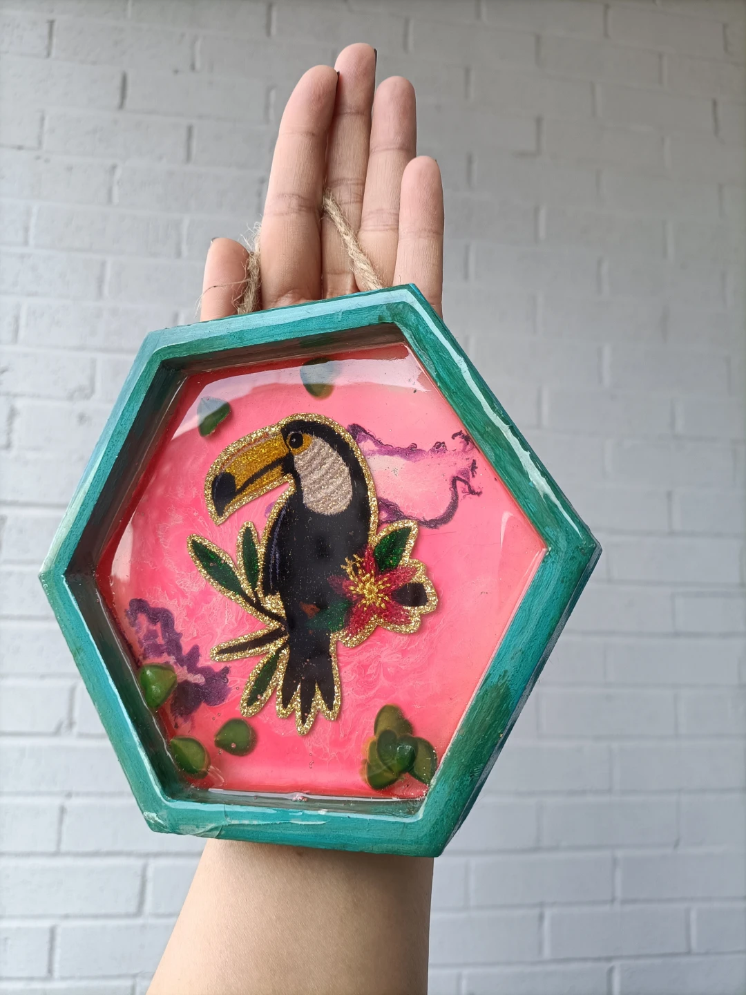 Handmade Toucan Hexagon Wall Art - photo 3