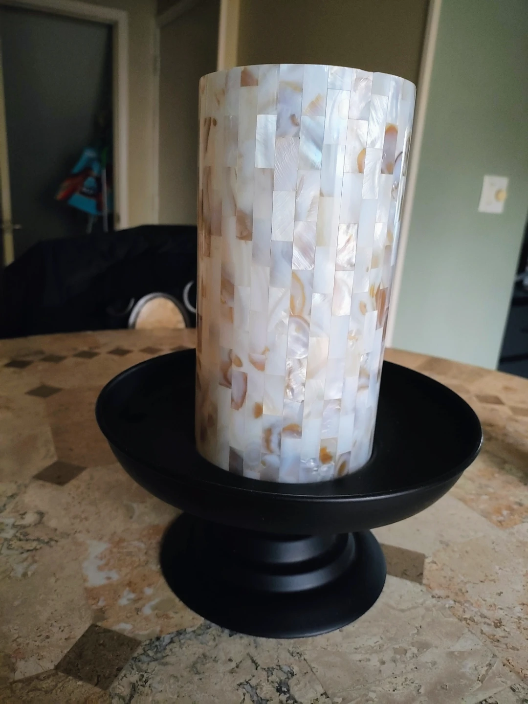 Mosaic Candle Cylinder on Metal Pedestal - photo 3