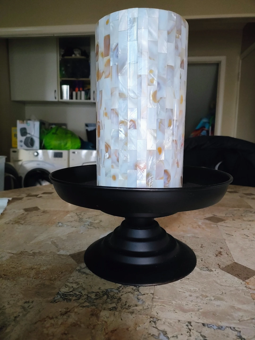 Mosaic Candle Cylinder on Metal Pedestal - photo 4