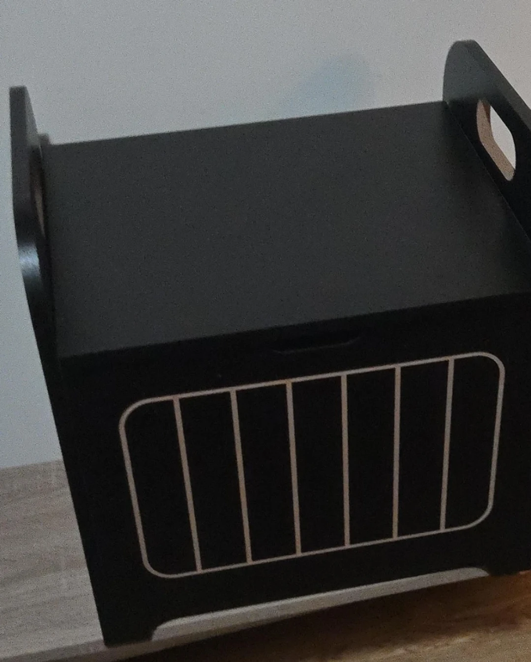 Black Wooden Toy Box Storage Chest