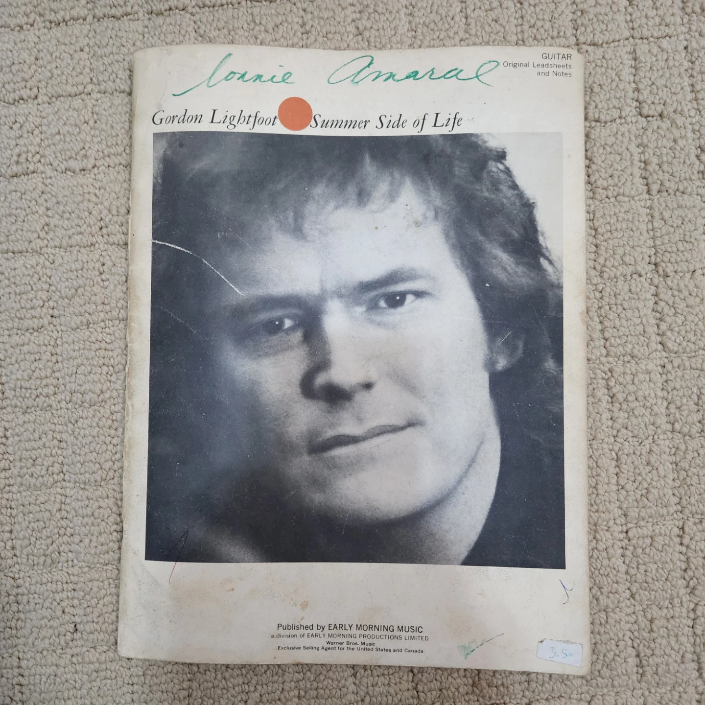 Gordon Lightfoot Summer Side of Life Guitar Sheet Music