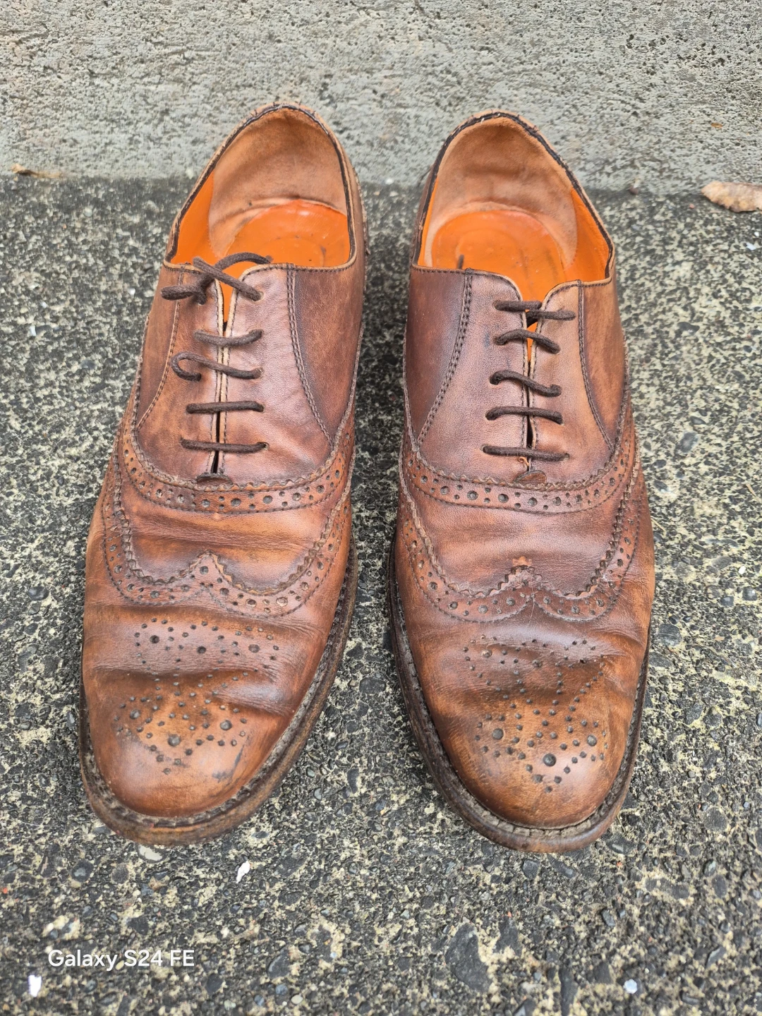 Brown Leather Wingtip Brogue Shoes - photo 3