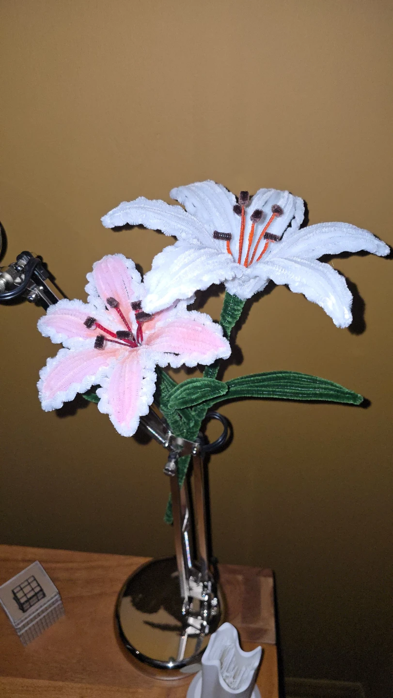 Pipe Cleaner Lilies - Pink and White