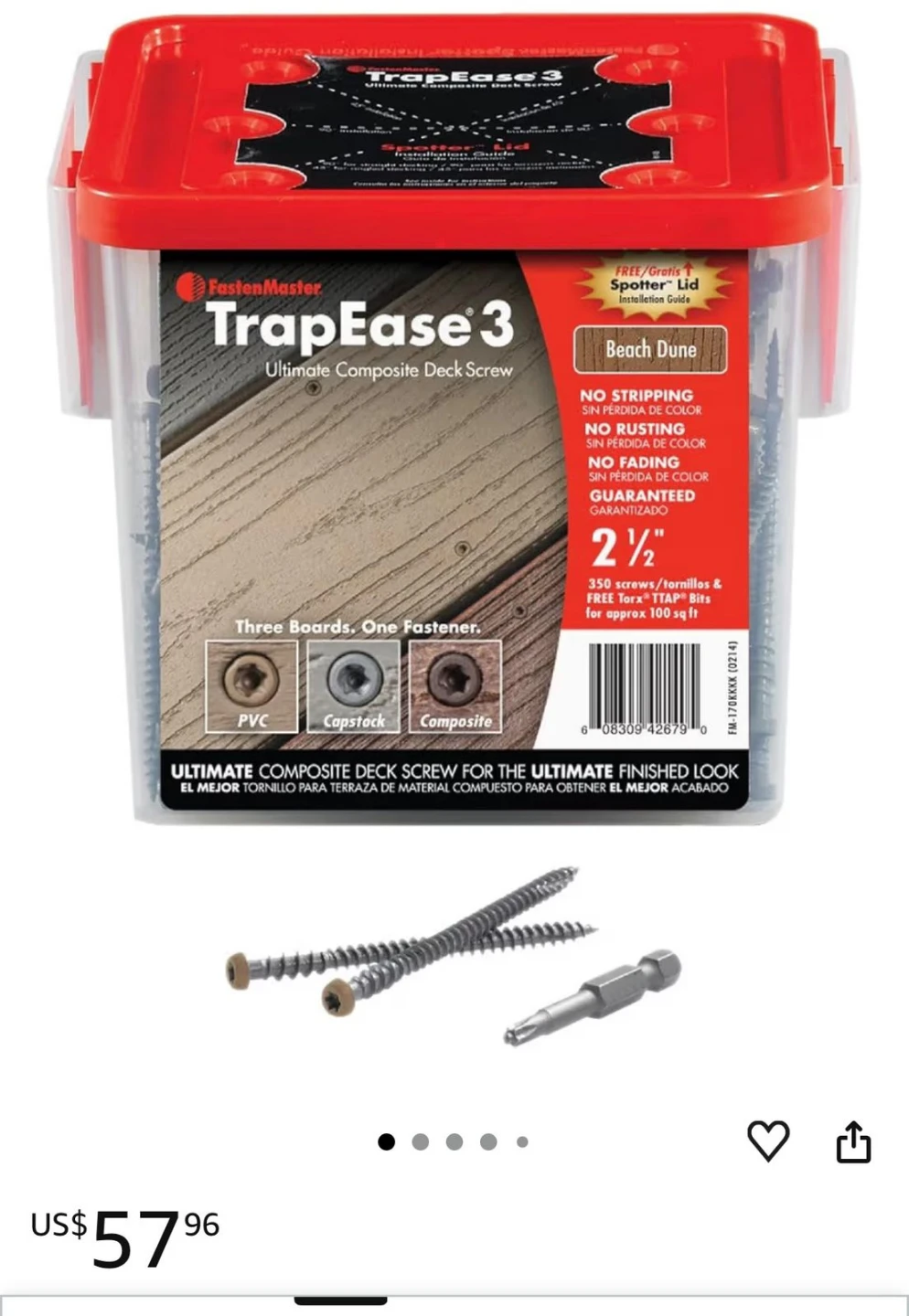 FastenMaster TrapEase 3 Composite Deck Screws - 2 1/2",