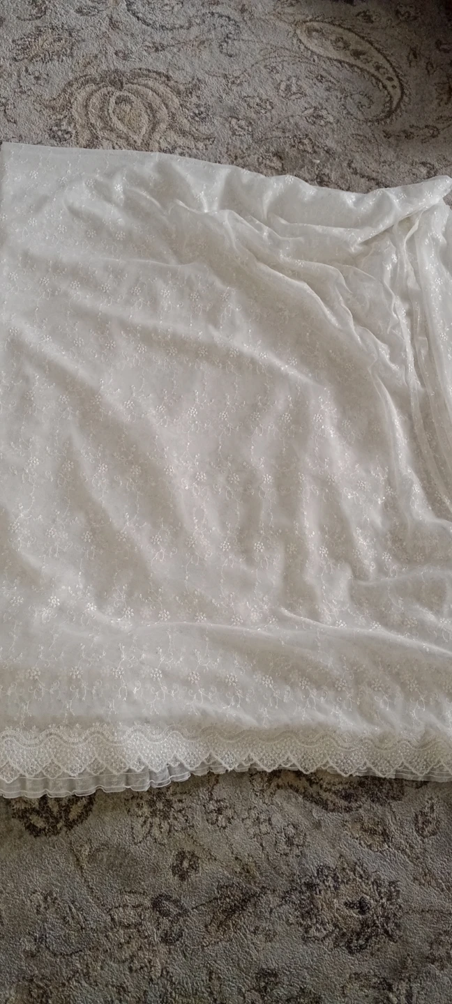 White Lace Trimmed Overlay Fabric