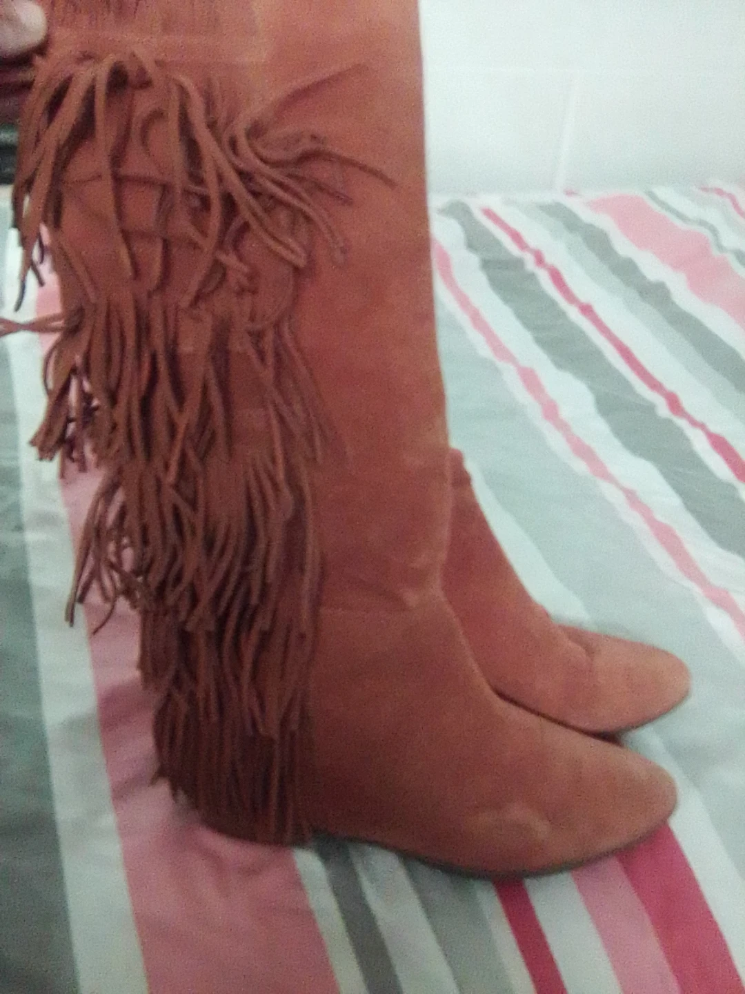 Brown Suede Fringe Boots size 6