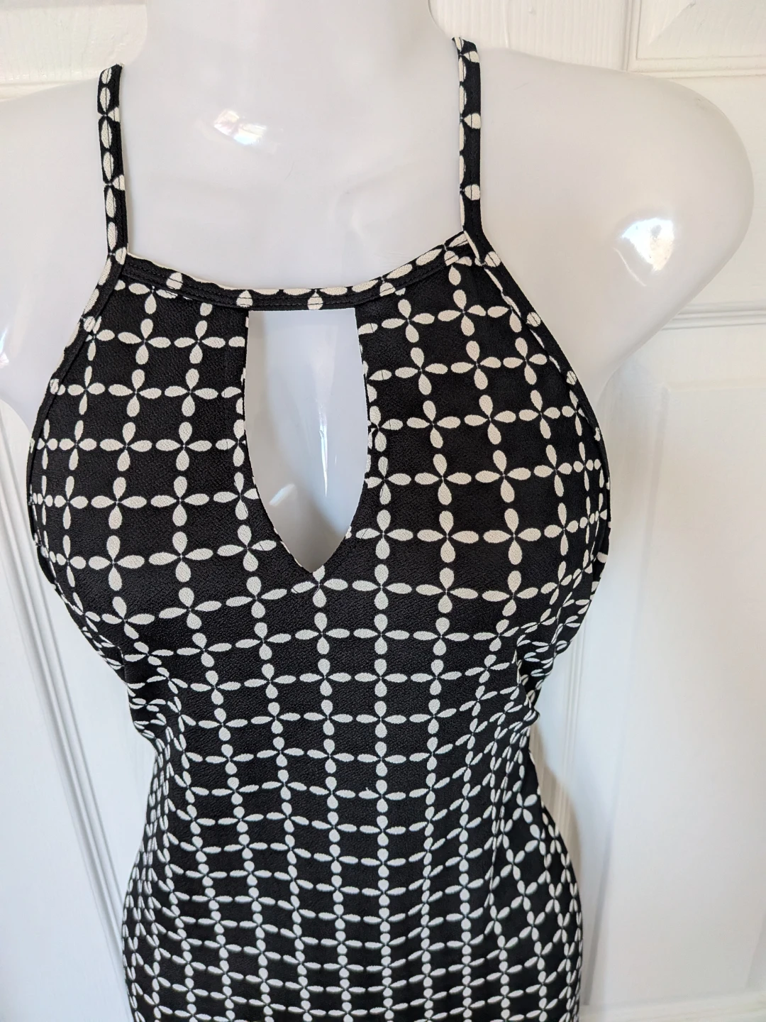 Black and White Geometric Print Maxi Dress