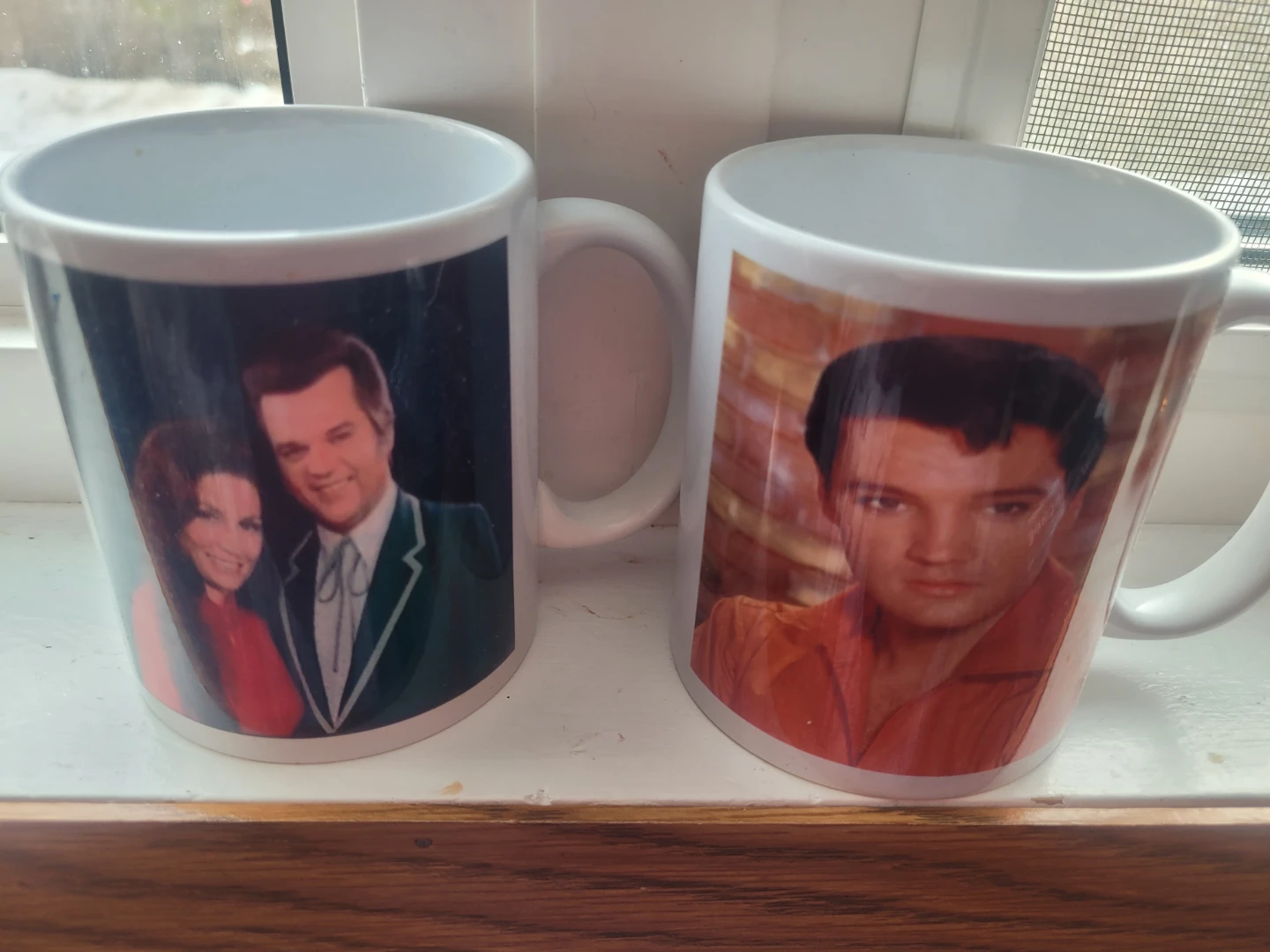 Loretta Lynn and Conway Twitty & Elvis mugs
