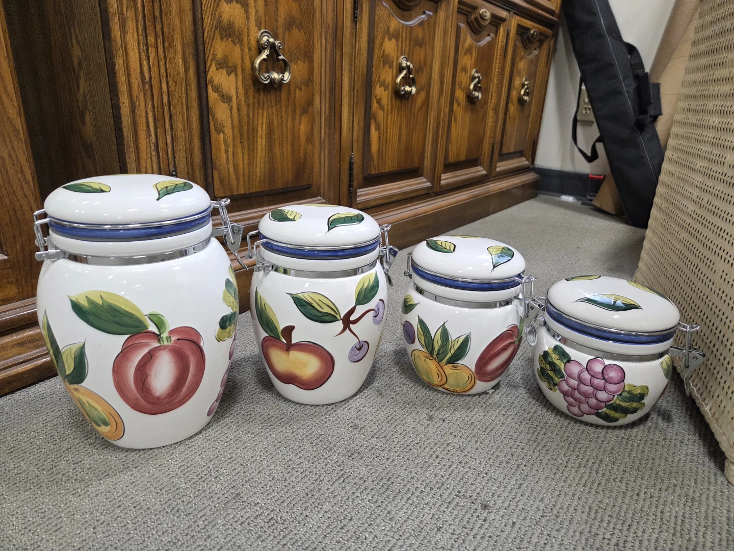 Set of 4 Ceramic Canisters with Fruit Design - photo 2