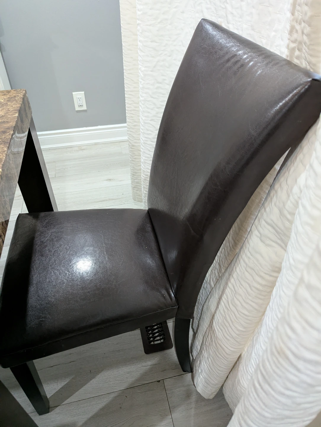Dark Brown Faux Leather Dining Chair