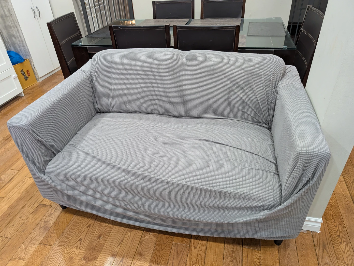 Grey Sofa Slipcover for 2-Seater Sofa