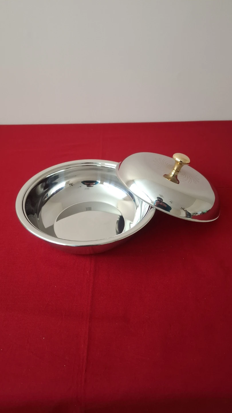 Round Stainless Steel Serving Dish with Lid - photo 2