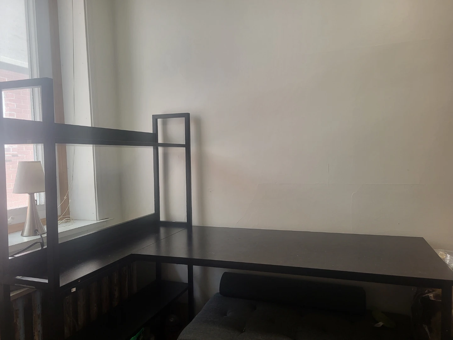 Black L-Shaped Desk with Shelving