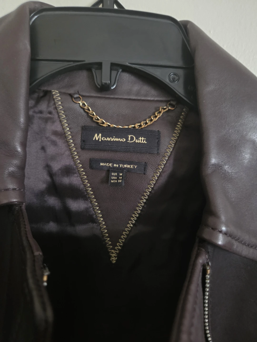 Massimo Dutti Women's Dark Brown Leather Jacket Size M - photo 2