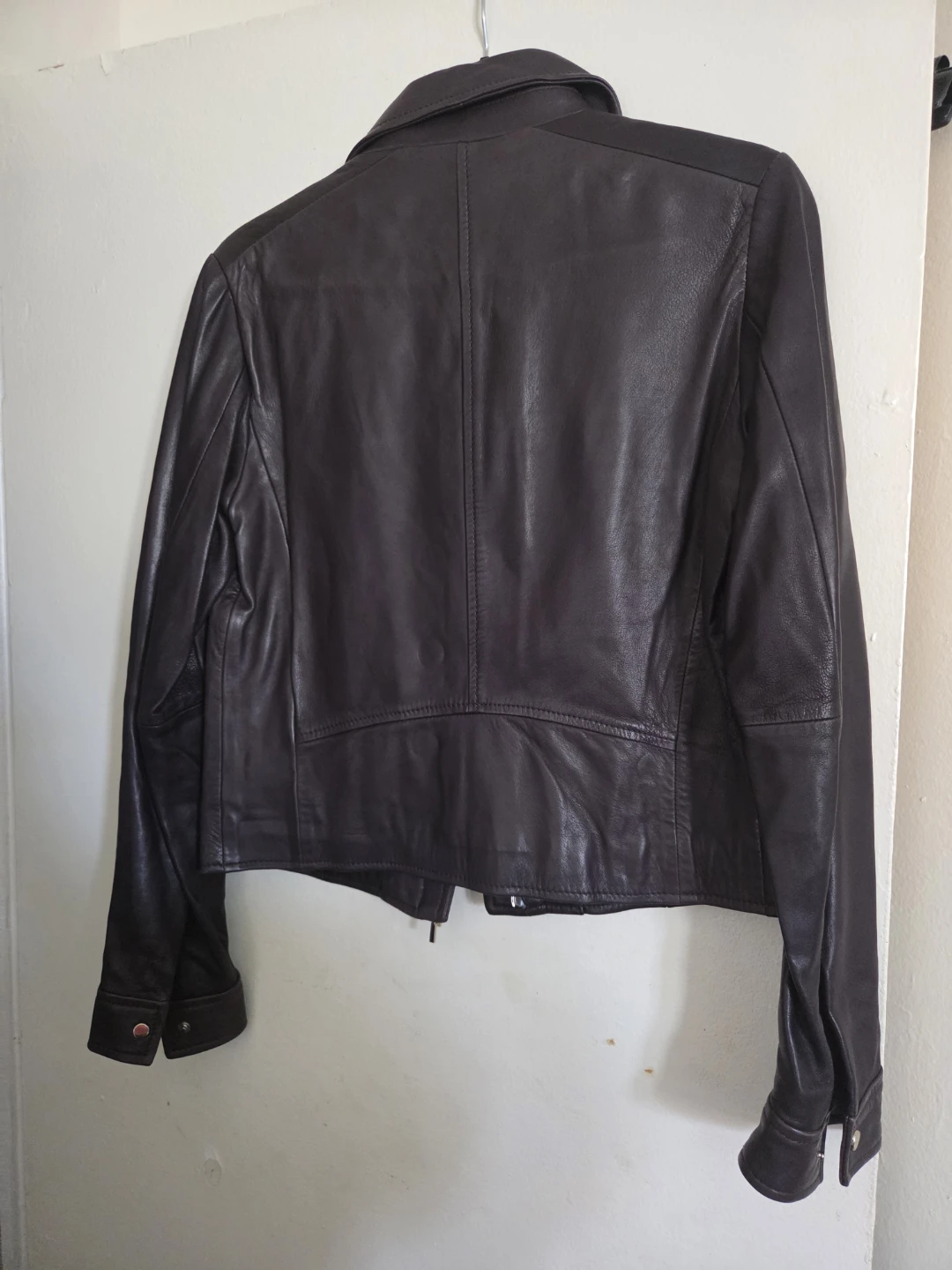 Massimo Dutti Women's Dark Brown Leather Jacket Size M - photo 4