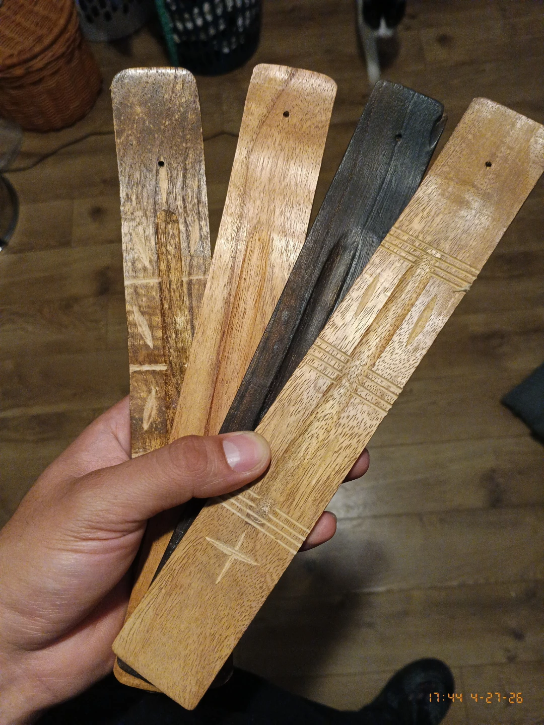 Set of 4 Wooden Incense Holders