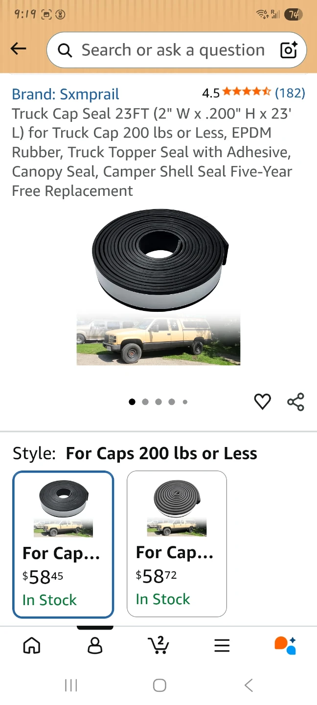Truck Cap Seal 23FT EPDM Rubber 🌱