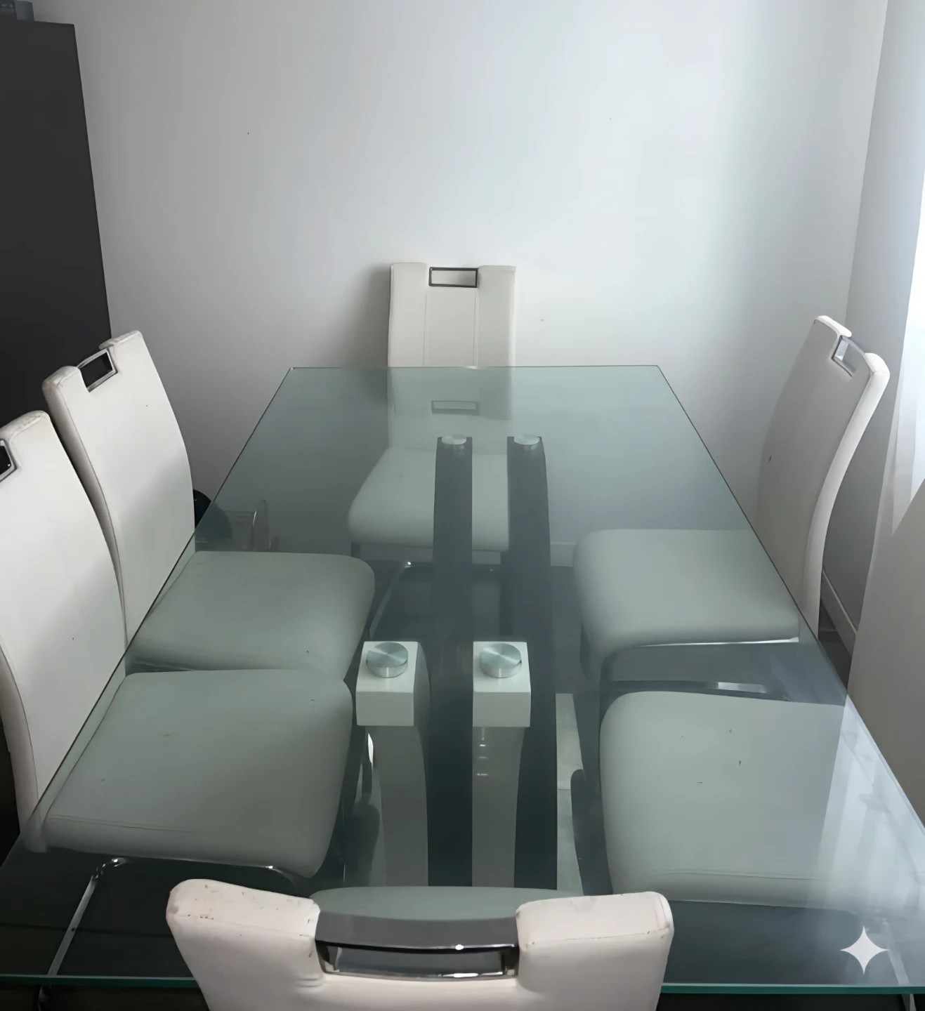 Tuxedo 7pc Dining Set with Table & 6 Chairs, 72"W - White
