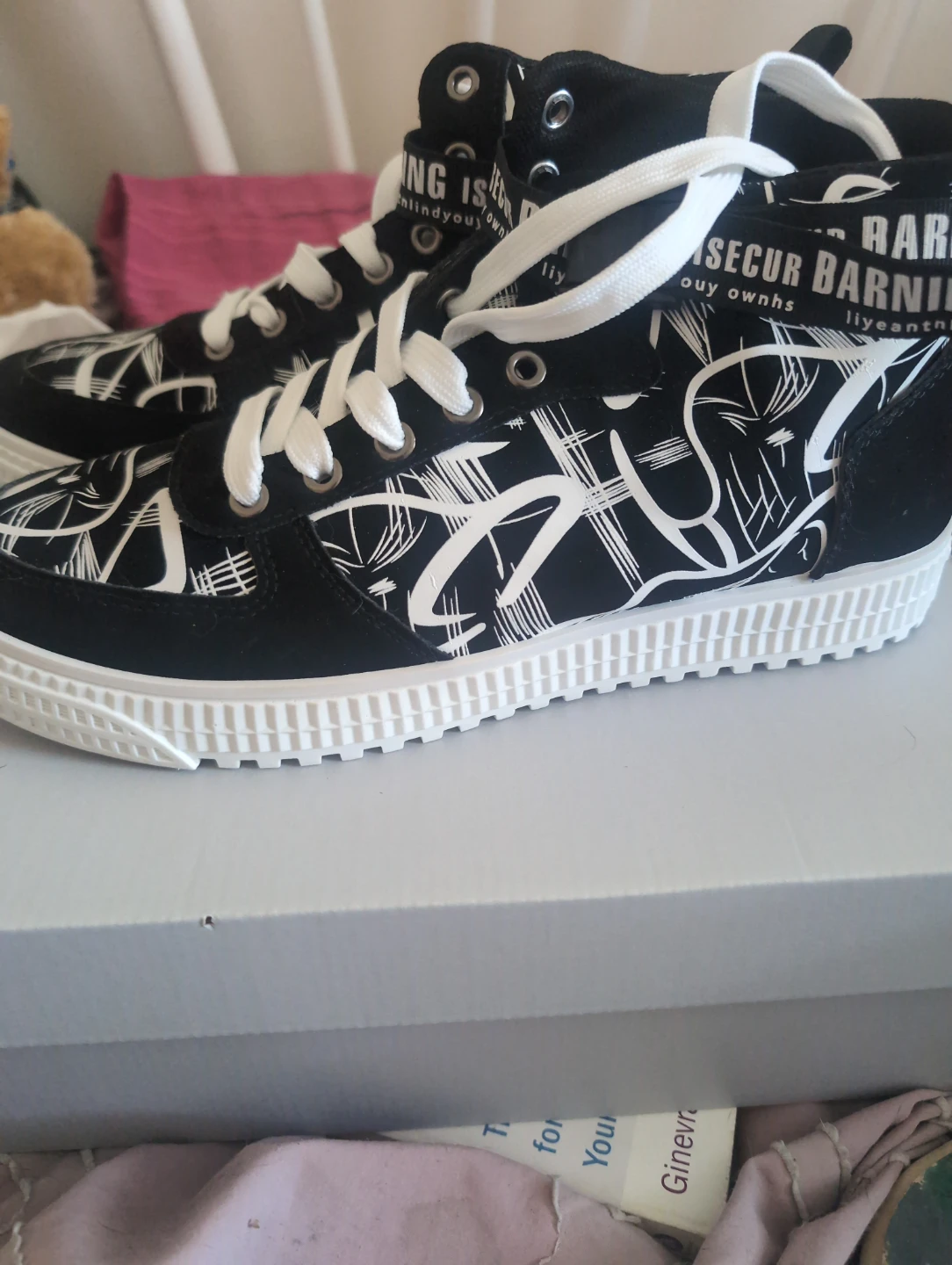 Black and White Pattern High-Top Sneakers size  44 - photo 2
