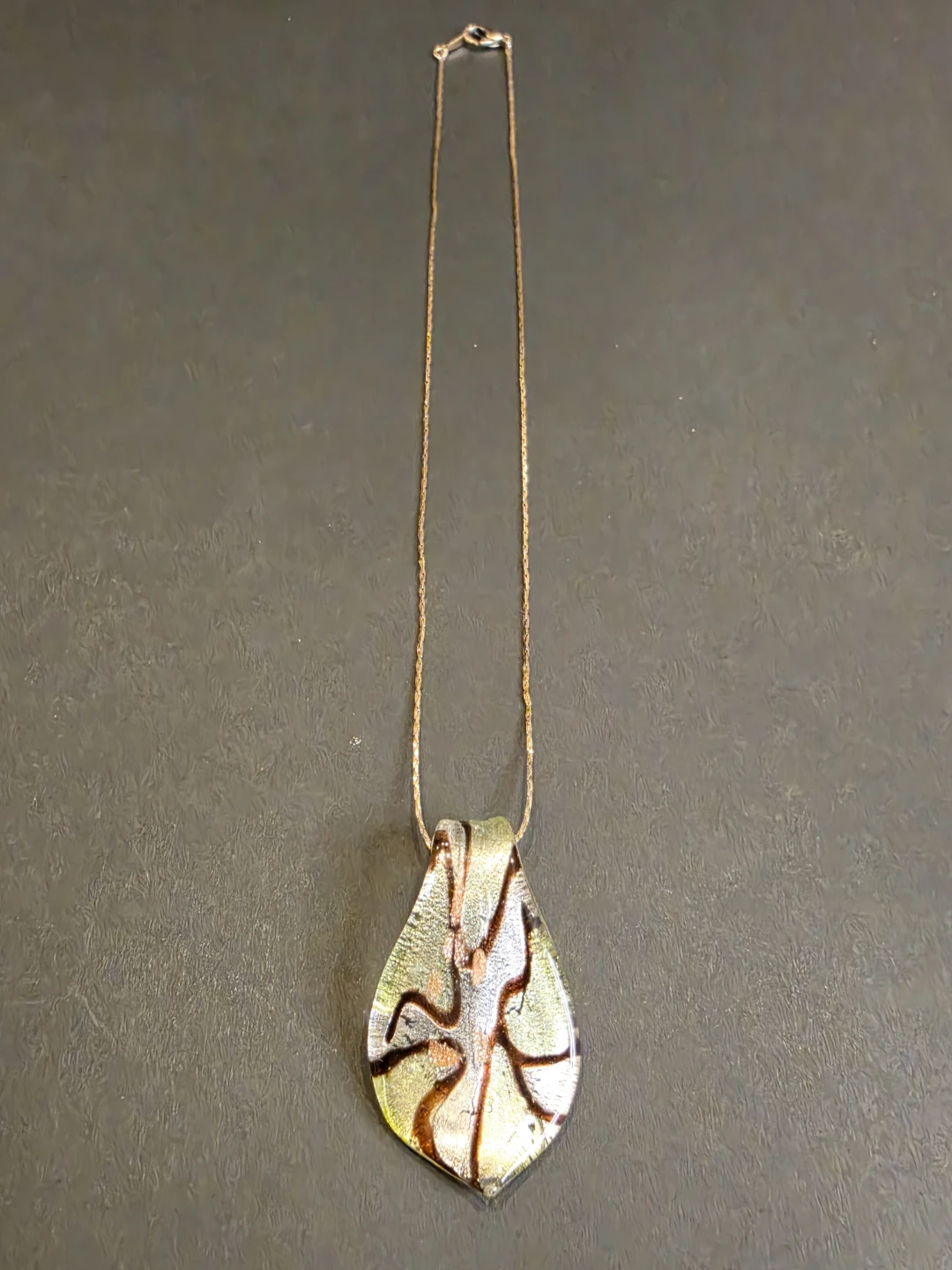 Glass Pendant Necklace with Swirl Design - photo 3